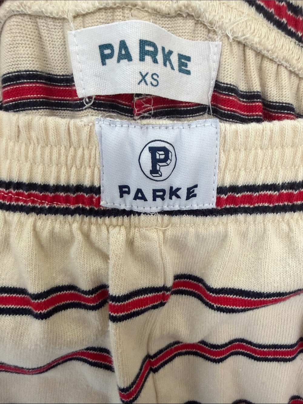 PARKE cream, red and navy blue t shirt and lounge pants - Picture 3 of 6